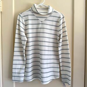 NWT, T by Talbots Striped Silver and White Women’s Top, Size Medium